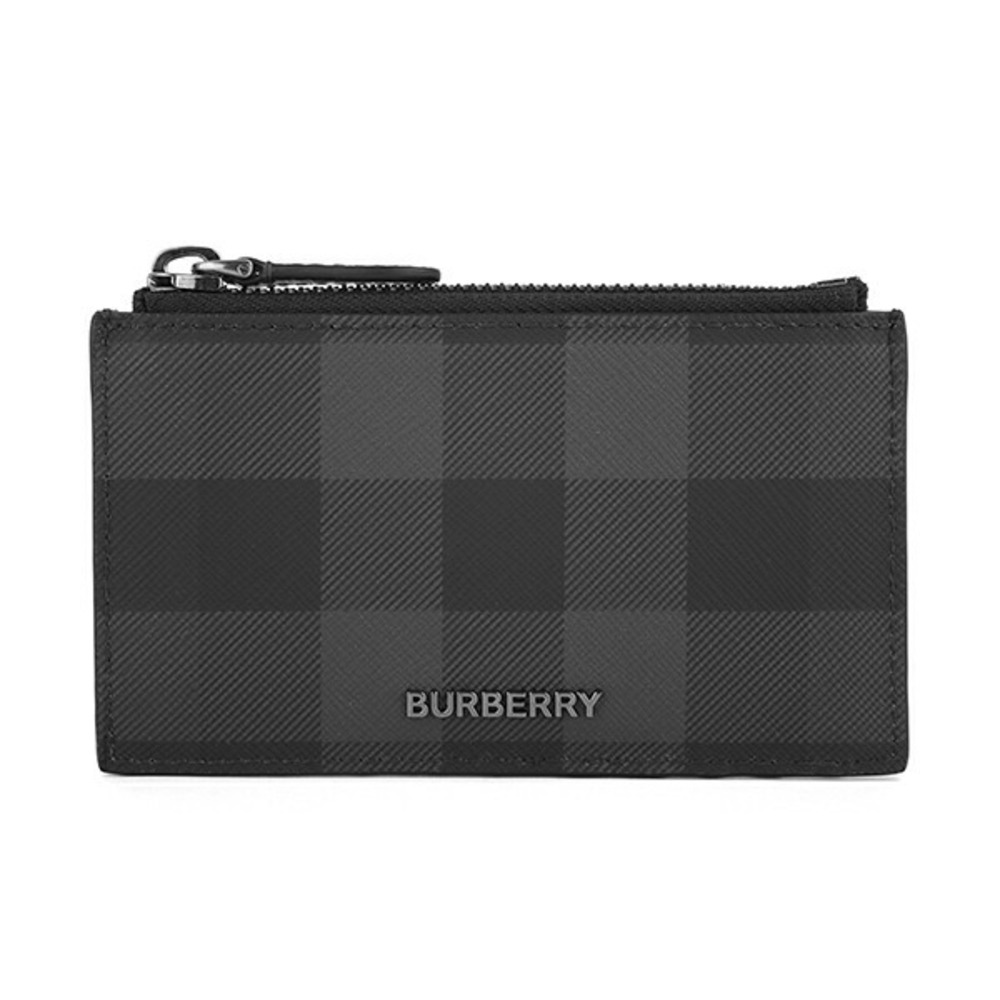 Burberry Sandon Check Card Wallet Charcoal Black Gray